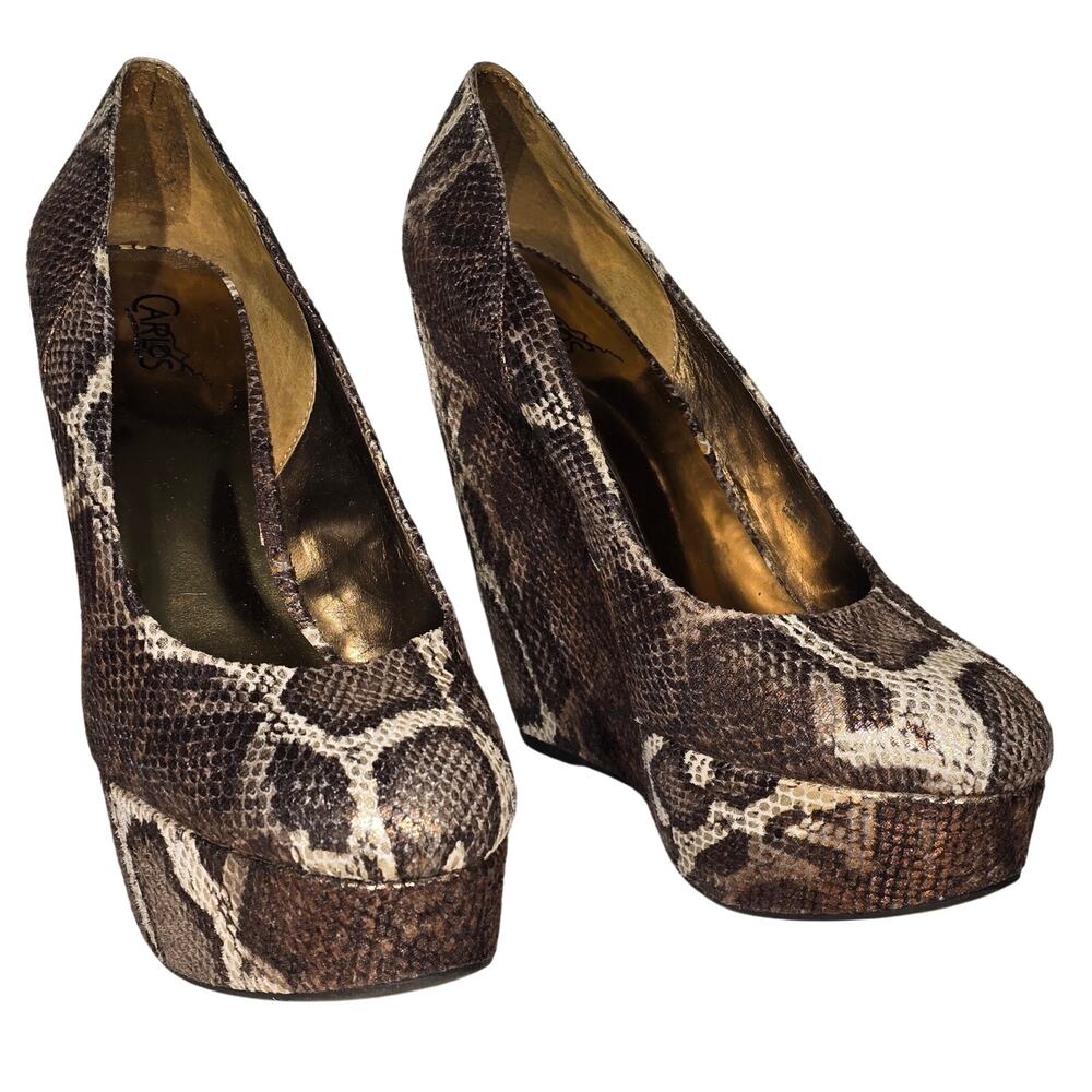 Carlos Santana Fate Moro Snake Wedge Heels Women's Size 10M Platform Pumps